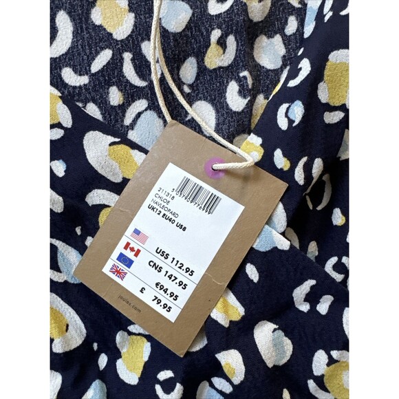 NEW $113 Joules Chloe Print Wrap Dress - Navy Leopard/ Animal Print Size 8 - Picture 4 of 10